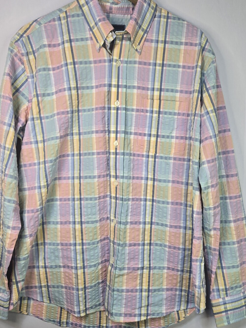 VINEYARD PLACE Men Size L Pastel Plaid Button-Down Shirt - Multicolor NWT